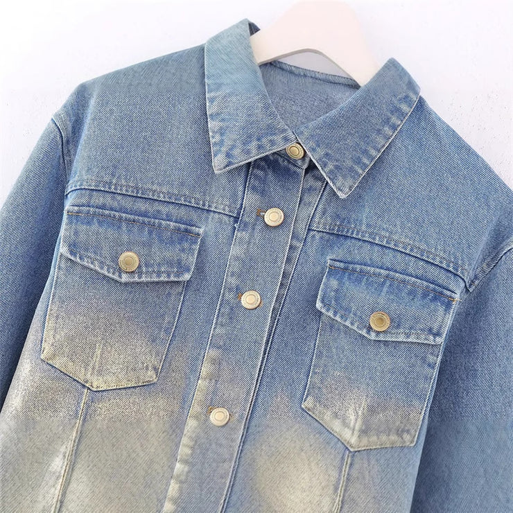Style Women's Fashion Casual Long Sleeve Short Denim Jacket