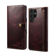 Samsung S22 Retro Leather Leather Case S24Ultra Phone Case Flip Cover S10+Card Insertion Leather Case Comes with Hand Rope