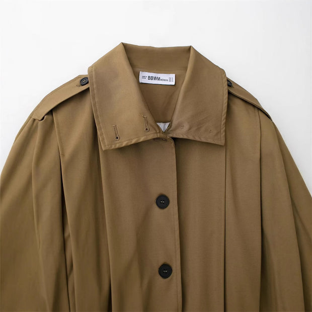 Elegant  Style Women's Fashion Casual Loose Long Sleeve Short Length Pleated Jacket