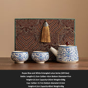 Ru Kiln Light Luxury Tea Set Gift Box for Giving to Elderly Companions