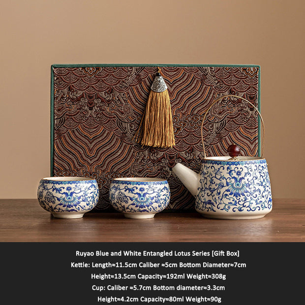 Ru Kiln Light Luxury Tea Set Gift Box for Giving to Elderly Companions