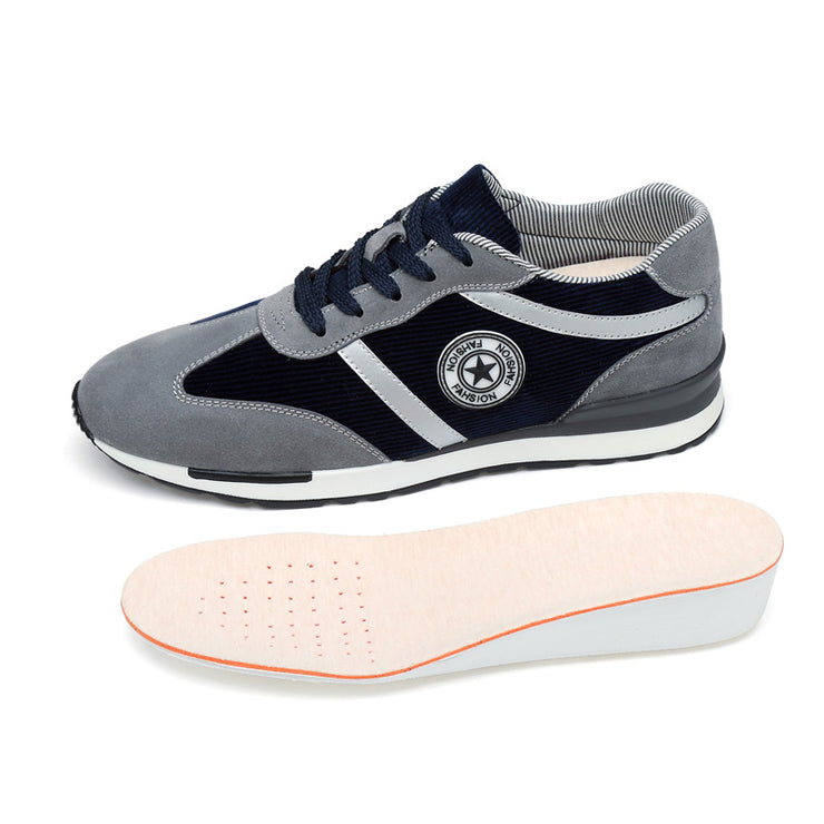 Men's Sports Casual Shoes Korean Style Men's Shoes Hidden Internal Height Increase 8CM Suede Vintage Running Shoes Men