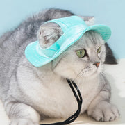Fashion Dog Hat Adjustable Pet Bucket Hats with Ear Holes Summer Outdoor Round Brim Sun Hat for Samll Dogs Cats Pet Supplies