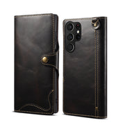 Samsung S22 Retro Leather Leather Case S24Ultra Phone Case Flip Cover S10+Card Insertion Leather Case Comes with Hand Rope