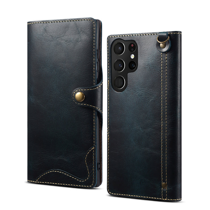Samsung S22 Retro Leather Leather Case S24Ultra Phone Case Flip Cover S10+Card Insertion Leather Case Comes with Hand Rope