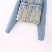 Style Women's Fashion Casual Long Sleeve Short Denim Jacket