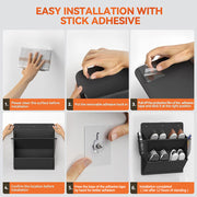 RV shoe storage (adhesive), over-door rack with deep pockets – for motorhomes, narrow wardrobes, 1 piece