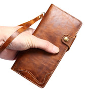Samsung S22 Retro Leather Leather Case S24Ultra Phone Case Flip Cover S10+Card Insertion Leather Case Comes with Hand Rope