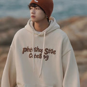 Fleece-lined Hooded Sweatshirt Men's Loose Top Couple Jacket Unisex Fashion