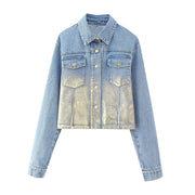 Style Women's Fashion Casual Long Sleeve Short Denim Jacket