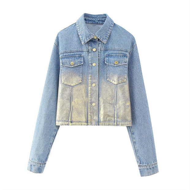 Style Women's Fashion Casual Long Sleeve Short Denim Jacket