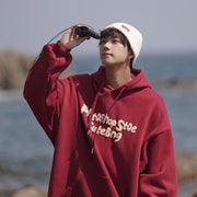 Fleece-lined Hooded Sweatshirt Men's Loose Top Couple Jacket Unisex Fashion