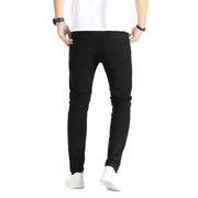 Ripped Skinny Men's Jeans with PatchesStyle Elastic Trendy Fashion Denim Pants