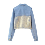 Style Women's Fashion Casual Long Sleeve Short Denim Jacket