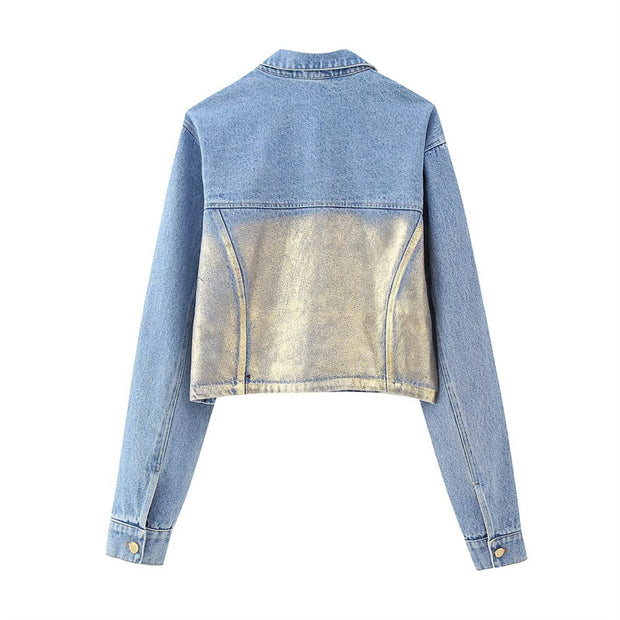 Style Women's Fashion Casual Long Sleeve Short Denim Jacket